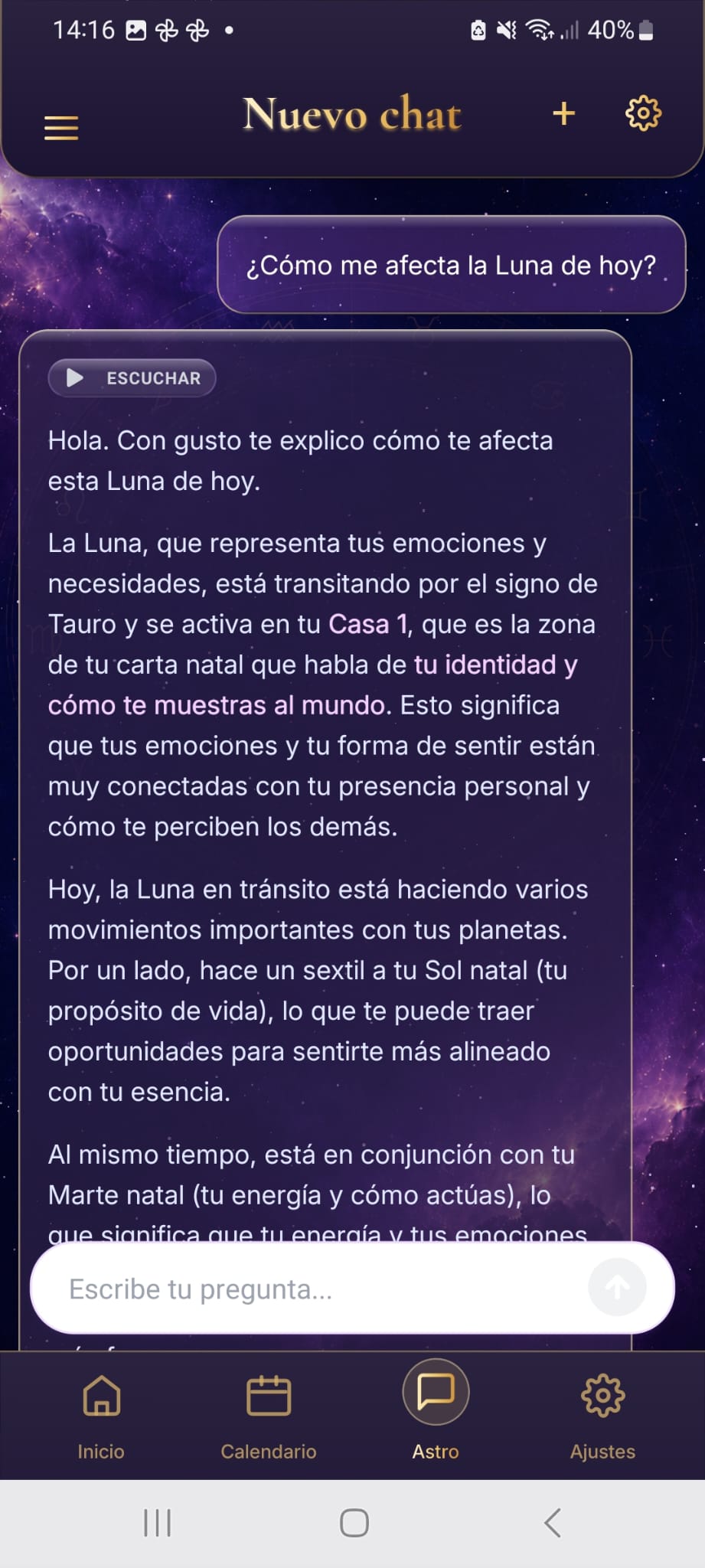 Chat personalizado con Astro en AstroVibra