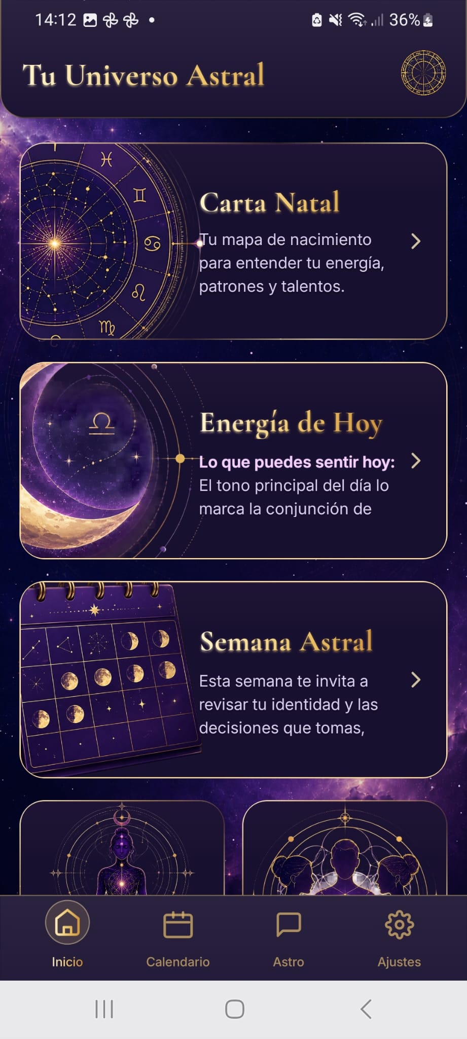 Inicio personalizado de AstroVibra